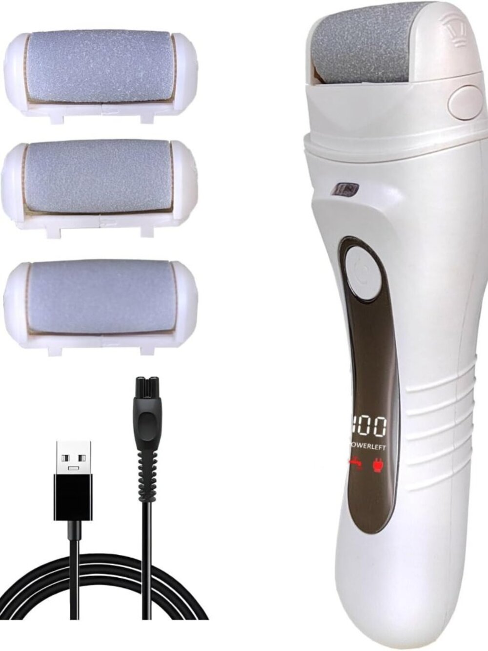 Portable Electric Callus Remover - Rechargeable Foot File with 3 Heads